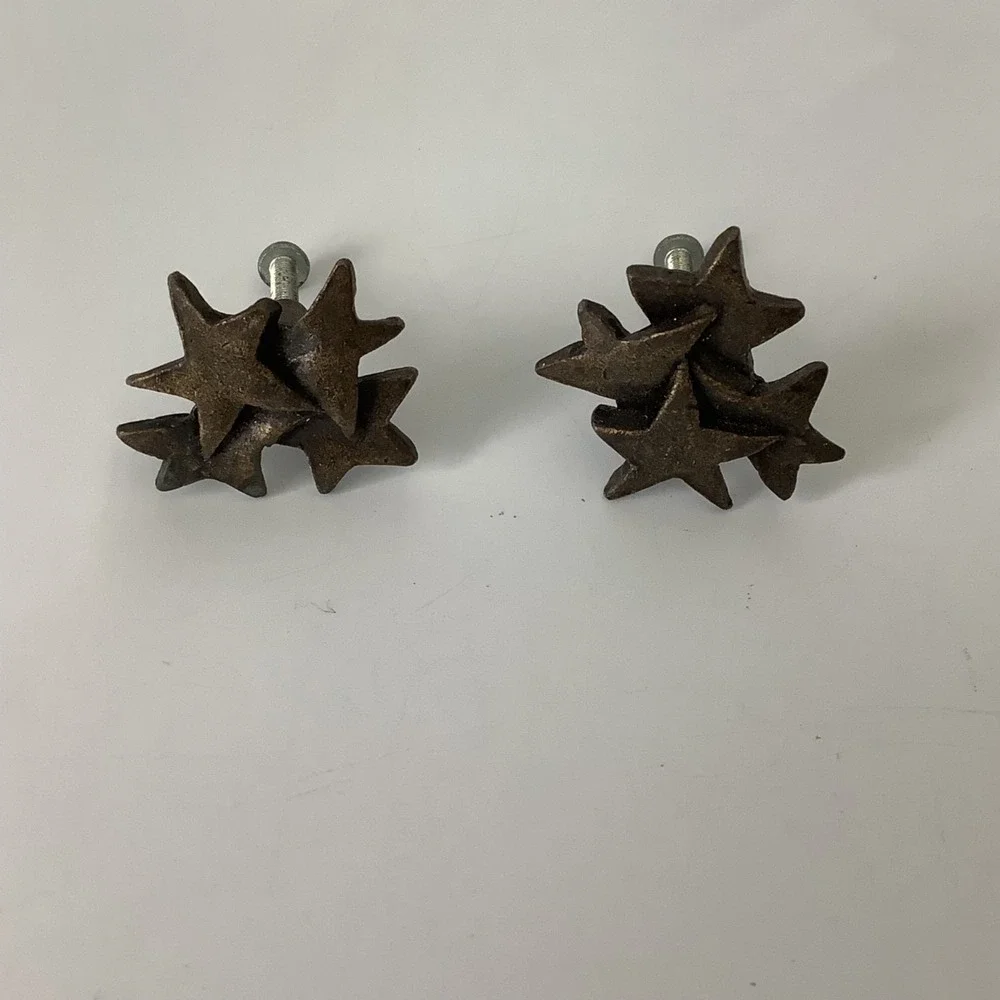 Star Home Cabinet Door Drawer Handle Knob Set of 2 Cluster of 4 Stars
